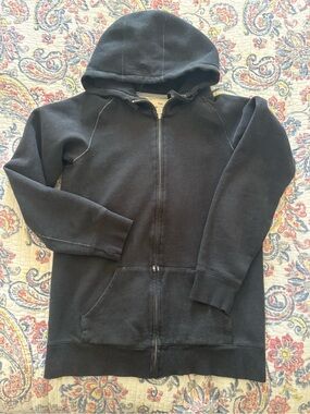 TNA charcoal Black Full-Zip Hooded Sweatshirt - Aritzia brand